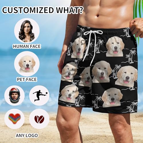 Custom Face Mens Swim Trunks with Compression Liner Personalized Beach Shorts with Your Picture Printed with Pockets4
