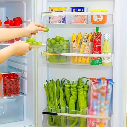 Image of TASMAX Fridge Storage Boxes, Plastic Fridge Containers, Fridge Accessories Items, ( Side Door Organizer PACK 6)