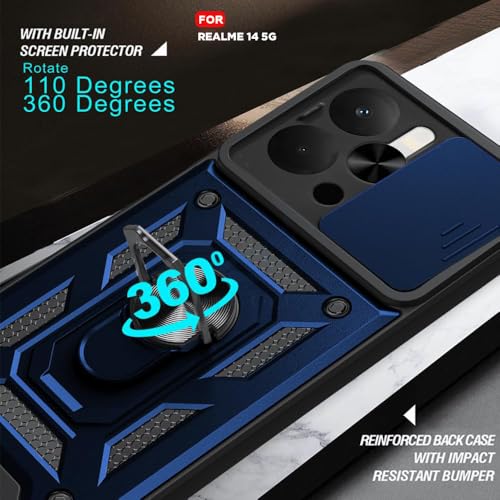 Image of Luxe Back Cover for Realme 15 5G / Realme 15 Pro 5G | D10 Tough Armor Case | Sliding Camera Shield | 360 Protection | Kickstand Ring Holder | Military-Grade Bumper Case