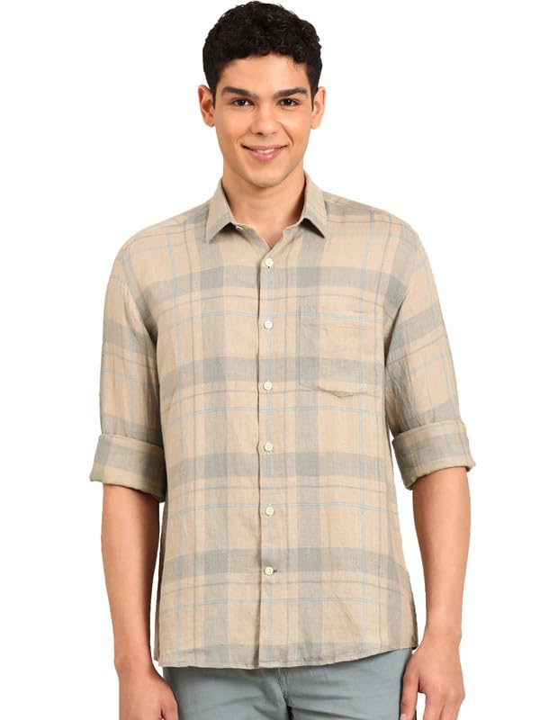 Linen Club Men's Pure Linen Natural Checkered Contemporary Fit Full Sleeve Casual Shirt - Review, Price and Buying Guide