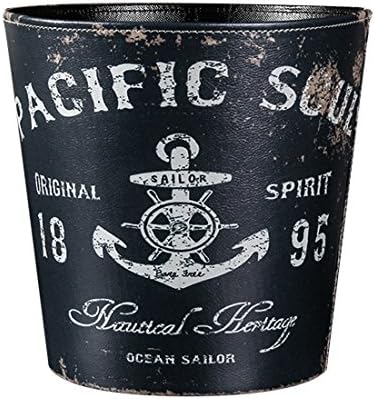 Scakbyer Trash Can, 10L/2.64Gallon British Style Trash Bin Household Uncovered Garbage Can Decoration(Boat Anchor Pattern) - Pattern-1