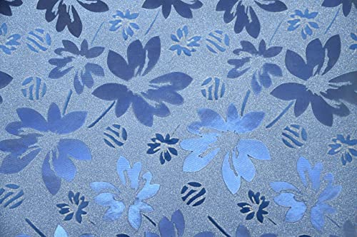 Image of Green Floral Peel and Stick Wallpaper Elegant Lillies Bedroom LIVINGROOM PVC SELF Adhesive Wallpaper 200 * 45CM-9SQFT (Glittery Blue Floral)