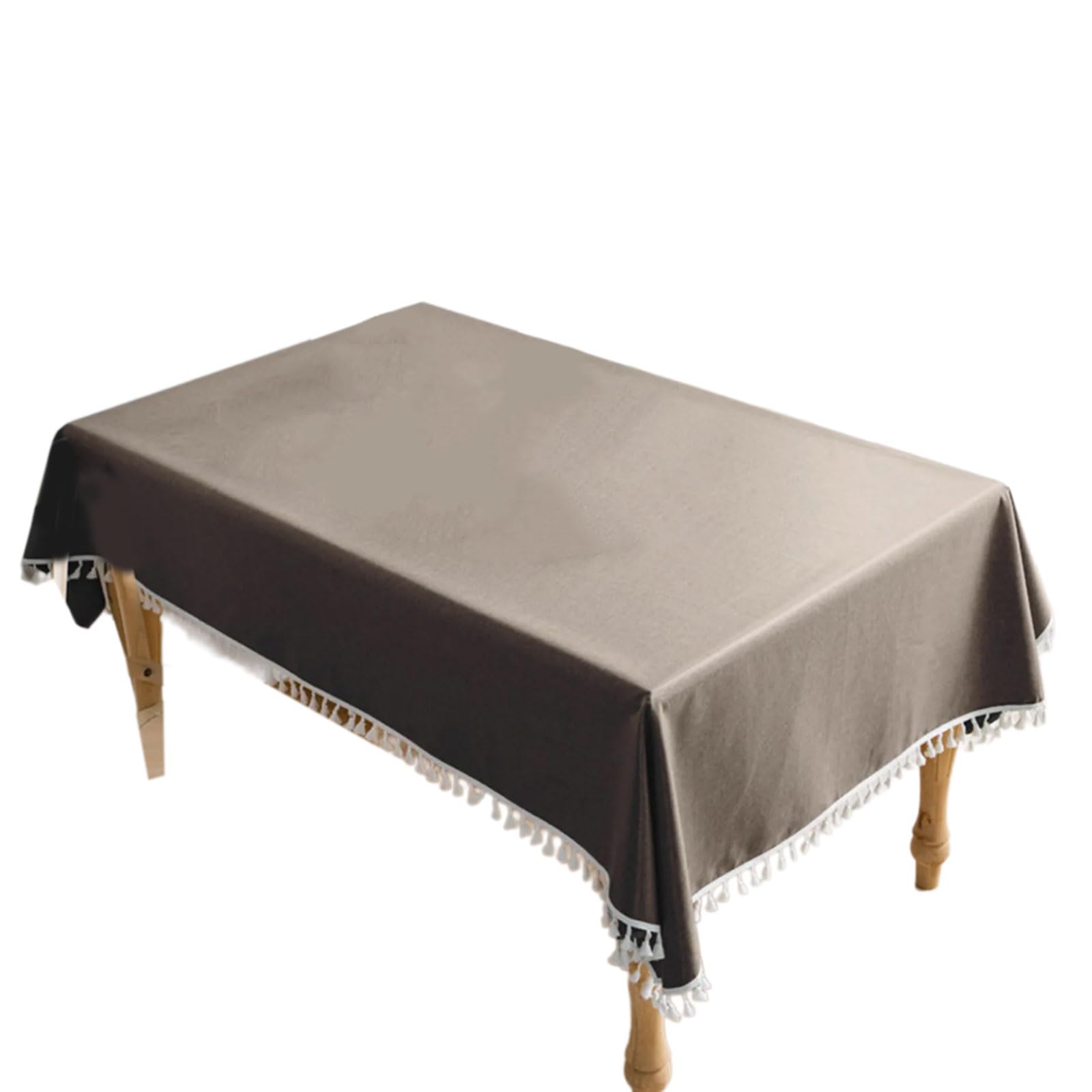 HZBB Modern Tablecloth for Dining Room, Cotton Linen Blend Spillproof Table Covers Fits Most Tables Rectangle Tassels Tablecloth