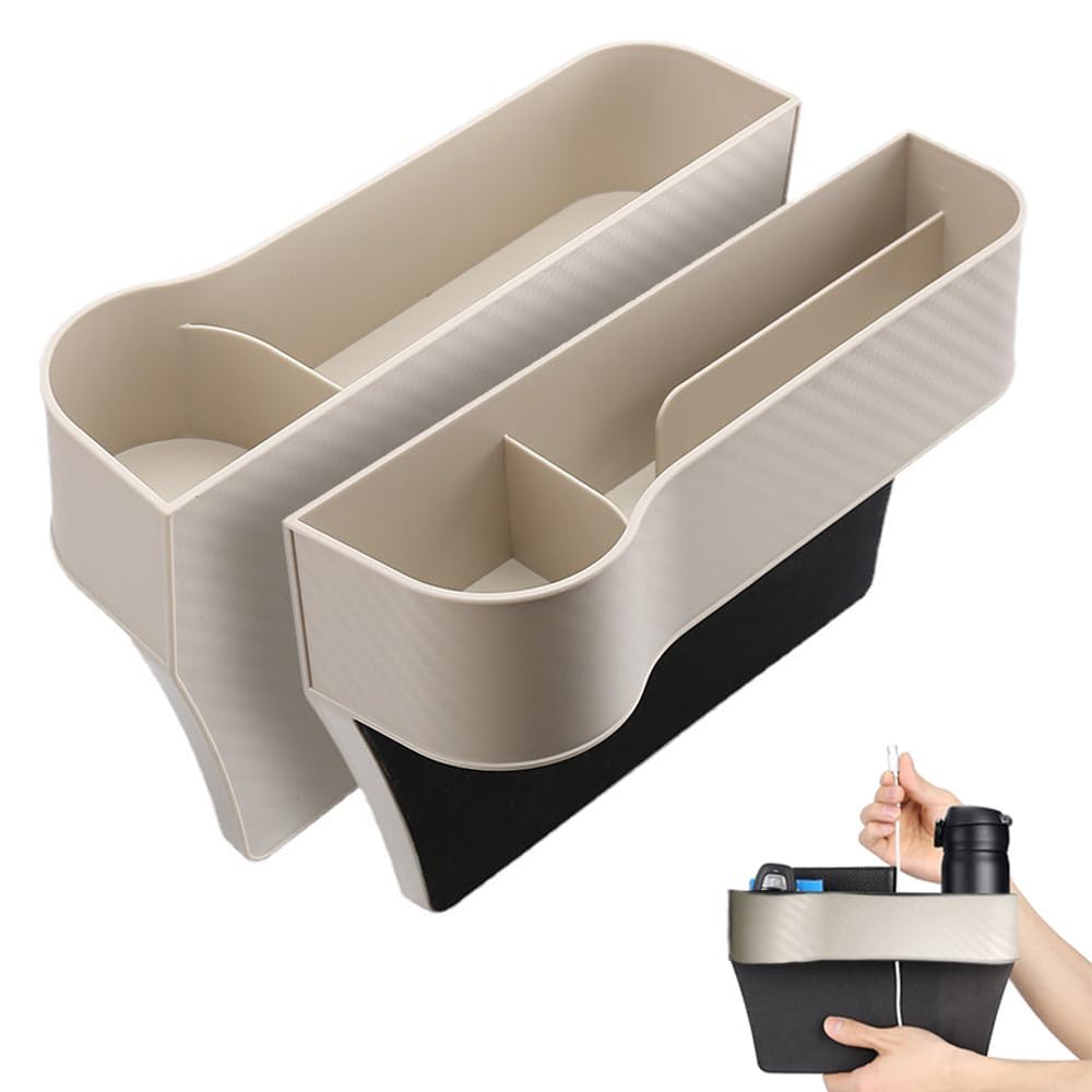 RHBNCCS Car Seat Gap Filler Organizer for Dodge Nitro Console Side Pocket Storage Box Crevice Catcher Interseat Slit Slid Organizer,Beige169