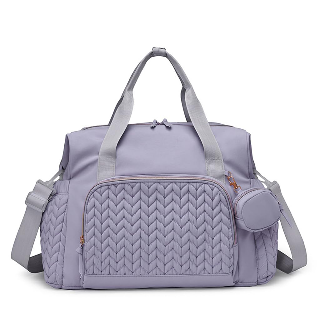 Baby Changing Bags Large Capacity Mommy Diaper Tote Maternity Bag Multi-Functional Baby Bags with Changing Mat Waterproof Nappy Pram Bag for Travel Beach Purple