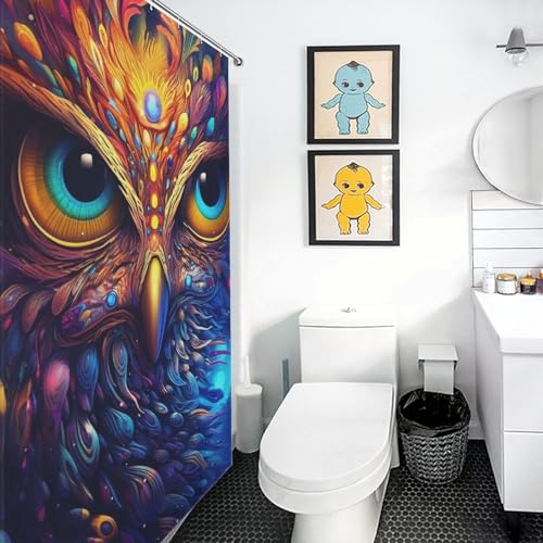 Rideau de douche hibou en tissu polyester lavable de qualité supérieure - 3
