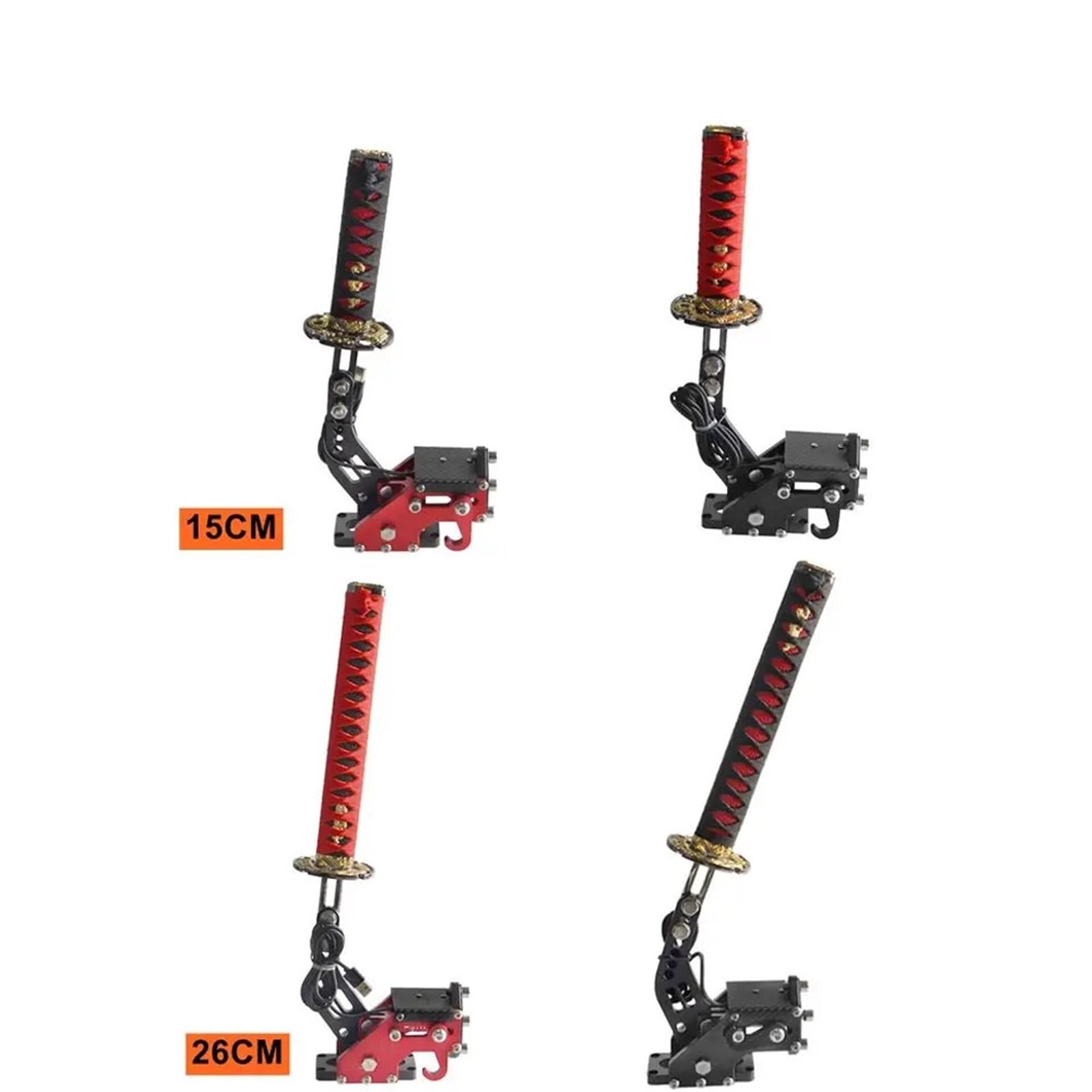Dźwignia Hamulca Ręcznego Samochodu 15CM/26CM Katana Hamulec ręczny Miecz samurajski Hamulec ręczny do USB G25/27/29 T300 T500 PC SIM Gry wyścigowe Czarny Czerwony