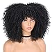 GKtineke Curly Afro Wigs for Black Women - Curly Afro Wig With Bangs Black Wig Short Afro Kinky Curly Wig 14 Inch Synthetic Hair Replacement Wigs (14 Inch, black)