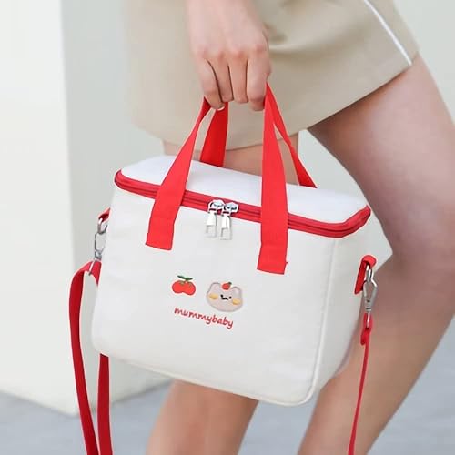 Miniatura 11 de Dreamfocus Bonita bolsa de almuerzo aislada para niñas, gran capacidad, asa y correa, lonchera Kawaii para niños, adolescentes, mujeres, trabajo