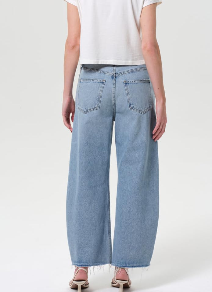 Womens Mid High Waisted Frayed Raw Hem Jeans Straight Wide Leg Loose Baggy Trendy Jeans3