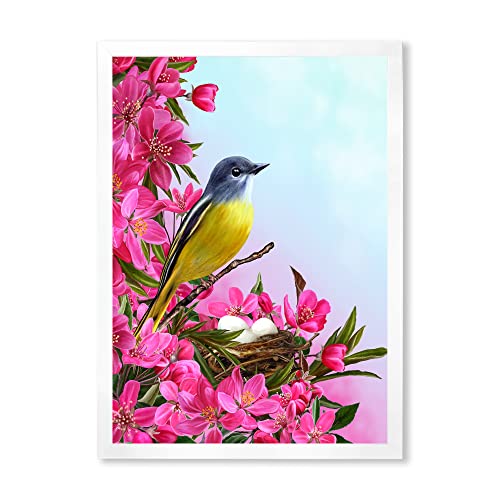 Décoration murale encadrée oiseau jaune pour une chambre apaisante