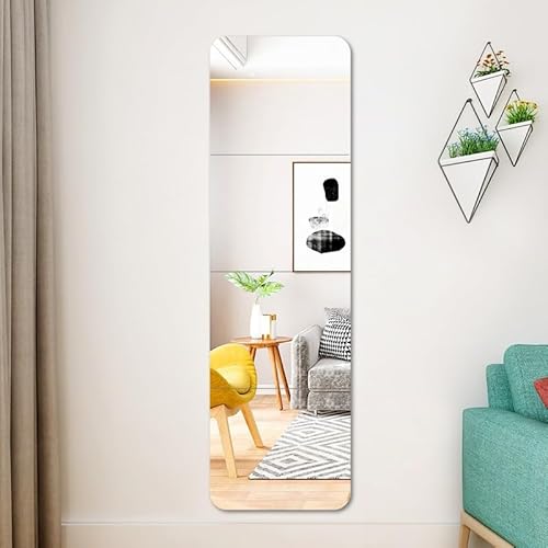 PIQIUQIU 4 pezzi di piastrelle a specchio autoadesive, 20 x 20 cm, specchio da parete flessibile in acrilico, decorazione murale