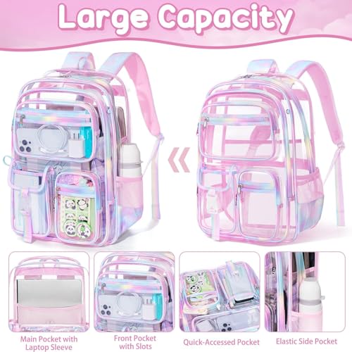 Fimibuke Clear Backpack for Boys, 3PCS Heavy Duty PVC Transparent Boys Backpack with Lunch Box & Pencil Case, School Stadium Event Approved Toddler School Bookbag for Preschool Kindergarten Elementary3