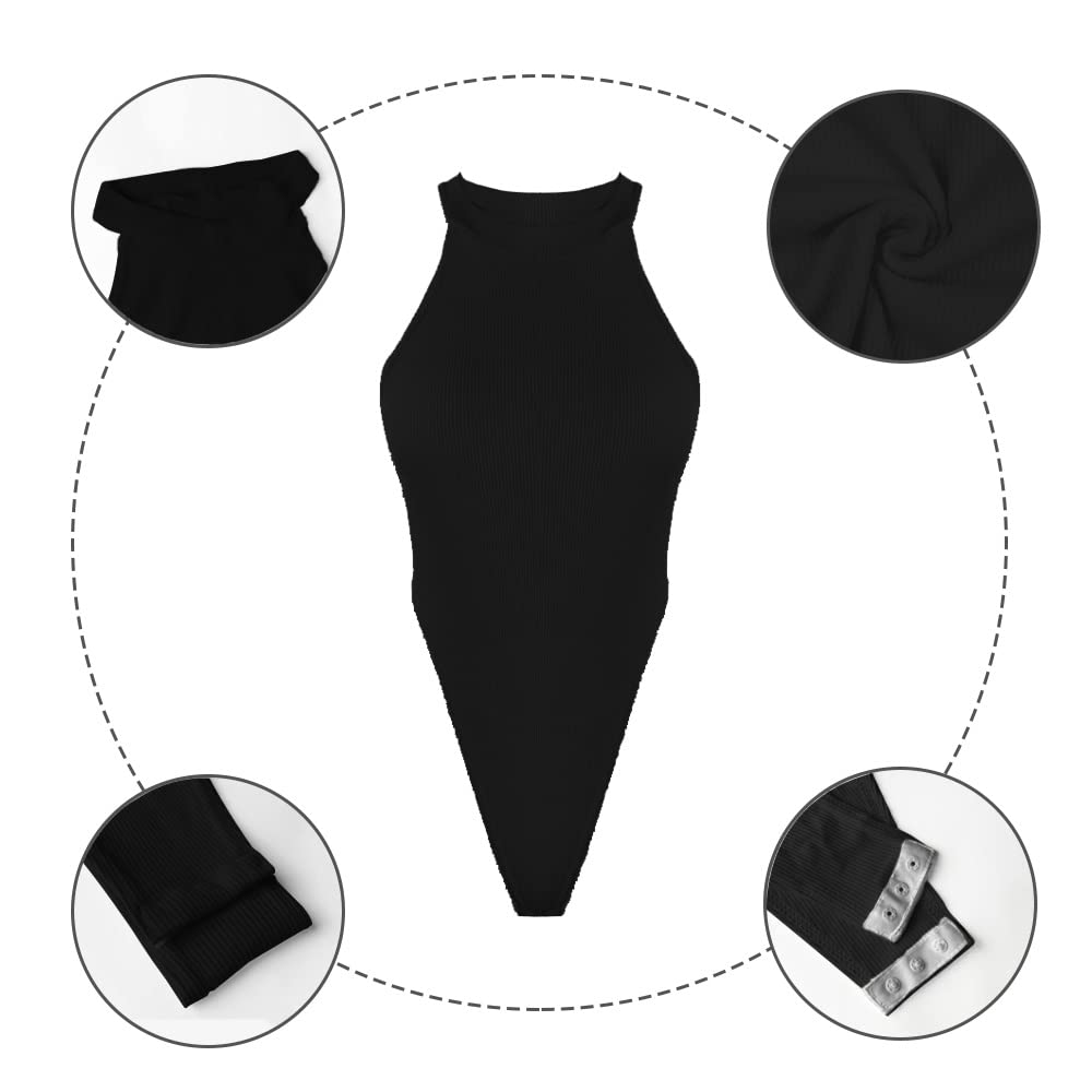 Body sin Mangas Mujer Sexy Cuello Halter Bodysuit Elegante Top Moldeador Reductor Vientre Plano Monos de Vestir Camiseta Ajustada Ropa Verano