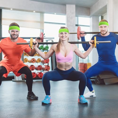 Image of Bememo 12 Pcs Sweatbands Sport Headbands for Men & Women Basketball Headband Sport Competitions Sweat Headbands Running Terry Cloth Moisture Wicking for Yoga,Tennis,Gym,Exercise
