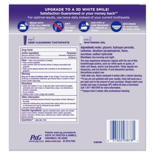Crest 3D White Brilliance 2-Step Teeth Whitening Toothpaste Kit, Deep Cleansing Toothpaste (4.0 oz) and Whitening Gel Finisher (2.3 oz), Daily At-Home Whitening System - image 8