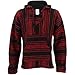 Siesta Mexikanische Baja Jerga Hippie-Top mit Kapuze, Rot und Schwarz, rot / schwarz, XXXL