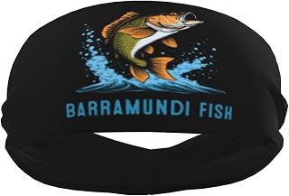 Versatile Sports Tough Sweatband Hand Drawn Barramundi Fish Colorful Prints Stretchable and Moisture Wicking Headband for Yoga Tennis Running Fitness for Women Men