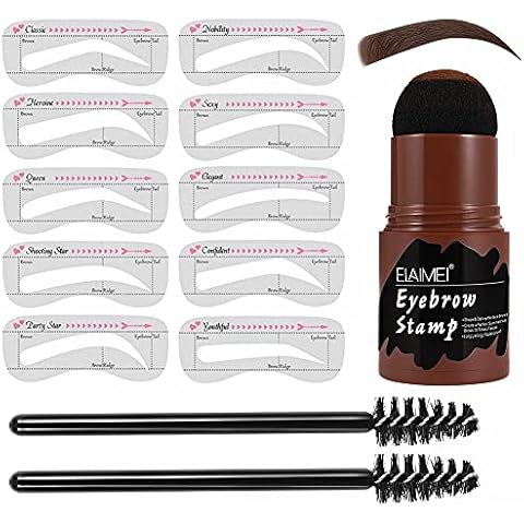 Brow Stamp Reusable Makeup Eyebrow Powder,One Step Eyebrow Stamp Shaping Kit,Brow Stamp Waterproof,Eyebrow Shaping kit for Grooming and Drawing Brows (Dark Brown) Cover