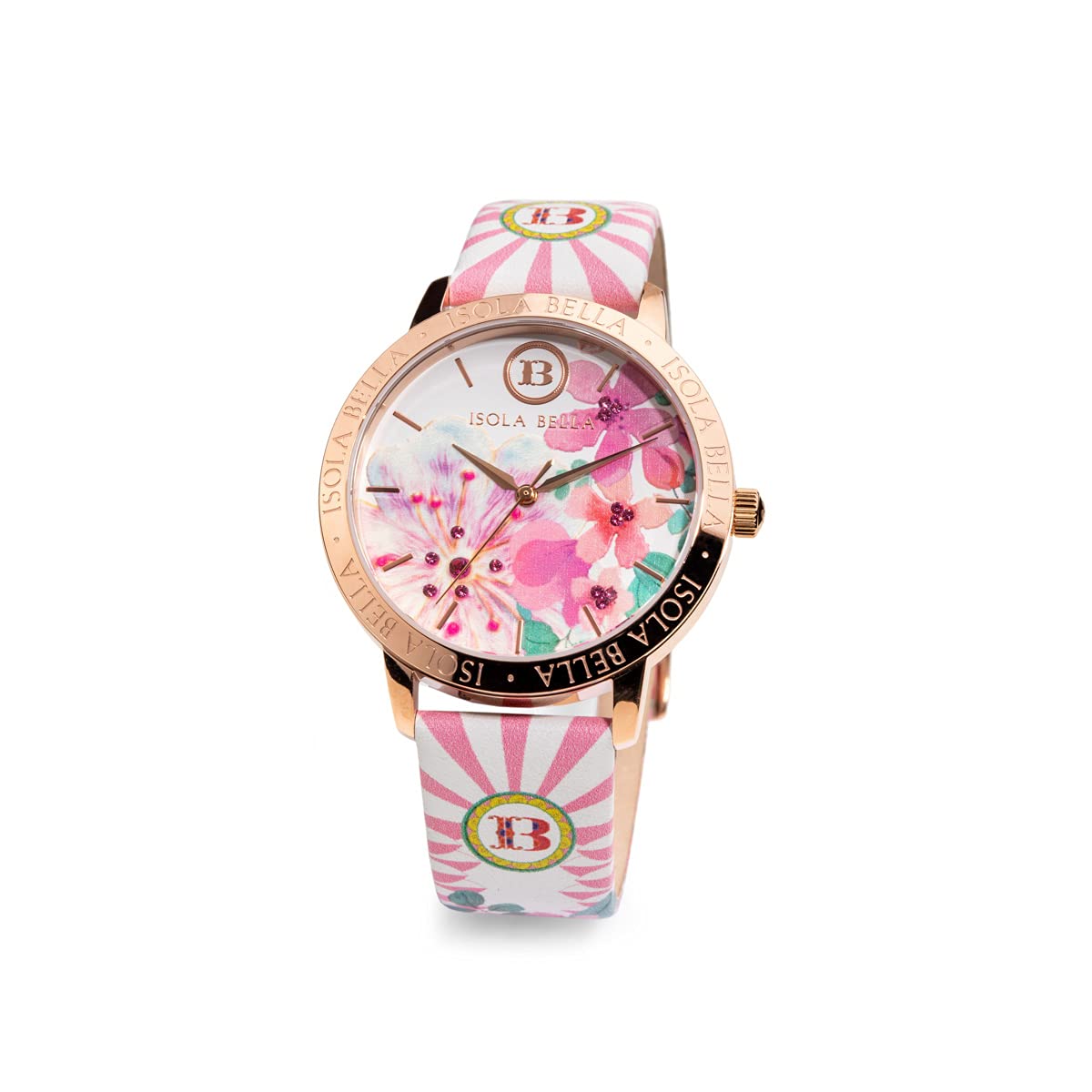Isola Bella Orologio FIORI DI PESCO in acciaio, pelle e zirconi 40000046