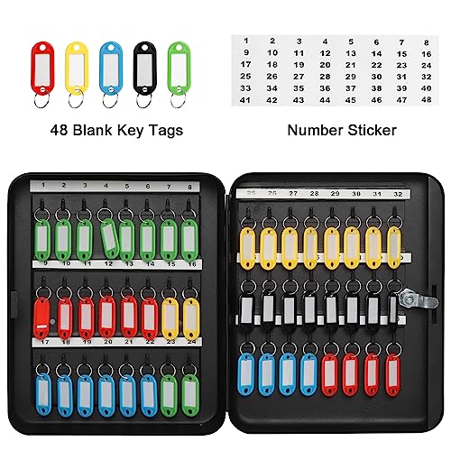 Image of Decaller Large Key Cabinet Wall Mount With 48 Hooks, Key Organizer, 11 4 /5 inch x 9 1 /5 inch x 3 inch