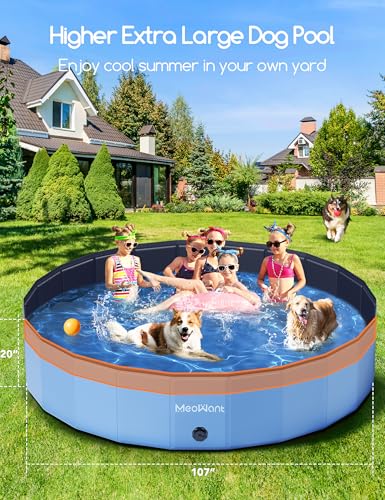 Meowant Hundepool Faltbar, Hundebadewanne, Planschbecken Groß Verdickt PVC, Extra Großer Outdoor-Faltbarer Kinderpool, Tragbare Rutschfestes Hundeplanschbecken, Keine Pumpe Benötigt(272 x 50 cm)
