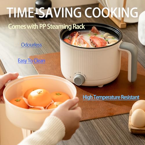 1.8L Multi-Functional Electric Hot Pot with Steamer Basket, Non-Stick Coating, Dual Power Settings, Suitable for Cooking Noodles and Stir-Frying Vegetables at Home or in Dormitories - Image 2