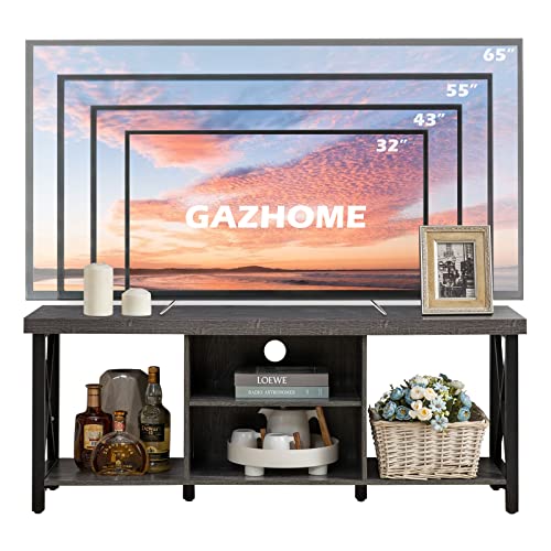 GAZHOME TV Stand for TV up to 55 Inches, TV Cabinet with Open Storage, TV Console Unit with Shelving for Living Room, Entertainment Room, Grey - Image 5