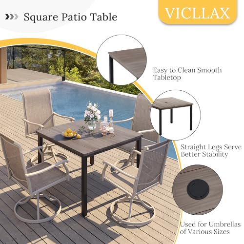 Vicllax 40.2 Inch Square Patio Dining Table For 4, Outdoor Table With Umbrella Hole thumb #4