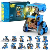 OMWay Solar Robot Toys, STEM Gifts for Boys Aged 8-12, 12-in-1 Educational Experiment DIY Science Kits, Engineering Building Robotic Set for Kids Teens 9 10 11 with 228 Pieces, Blue