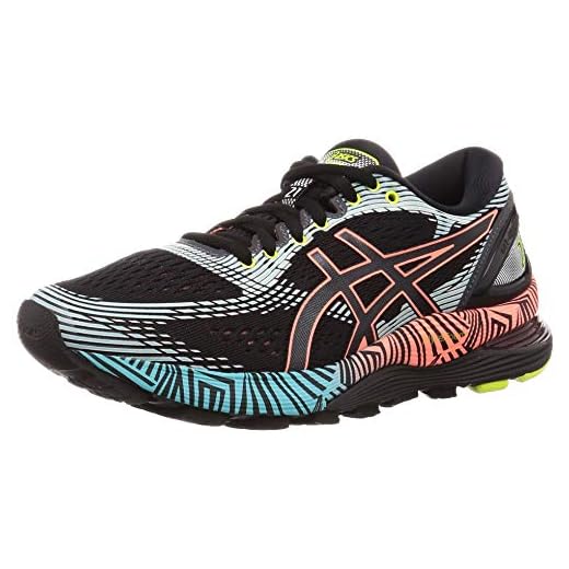 Asics Gel-Nimbus 21 LS, Zapatillas de Running Mujer, Negro (Black/Sun Coral 001), 37.5 EU