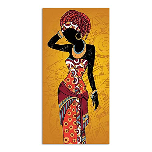 Peinture femme africaine toile 90x186cm cadre intérieur art abstrait