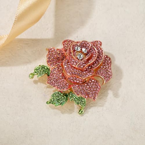 Image of EVER FAITH Women's Austrian Crystal Blooming Beautiful Rose Flower Brooch