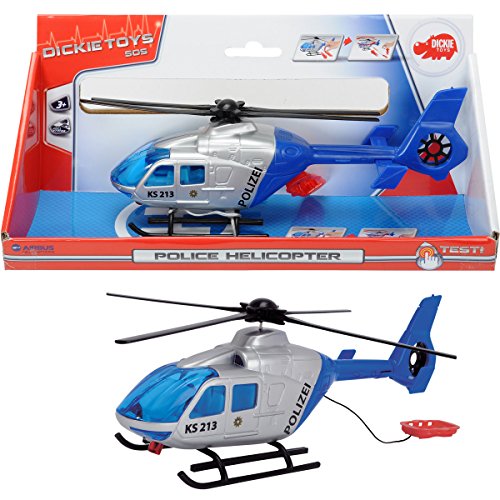 Preisvergleich Produktbild Polizeihubschrauber, 24 cm, drehende Blötter, Heckklappe zum Íffnen: 24cm Hubschrauber mit Funktion Polizei Helikopter Kinder Spielzeug Heli