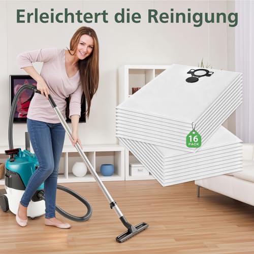 16 Stück Staubsaugerbeutel kompatibel mit MAKITA VC2512L VC2000L VC2010L VC2012L VC2511L VC3011L VC3012L VC3511L Staubsauger Vlies Beutel für Makita VC2512L