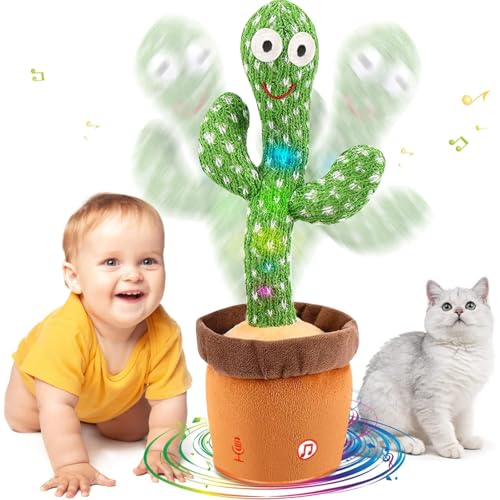 Image of MILEGI Dancing Talking Cactus Baby Toys 6-12 Months, Singing Cactus Baby Toy Mimicking Toy, Repeats What You Say, Interactive Light Up Toddler Infant Toys Gifts, Sing+Dancing+15S Recording+LED