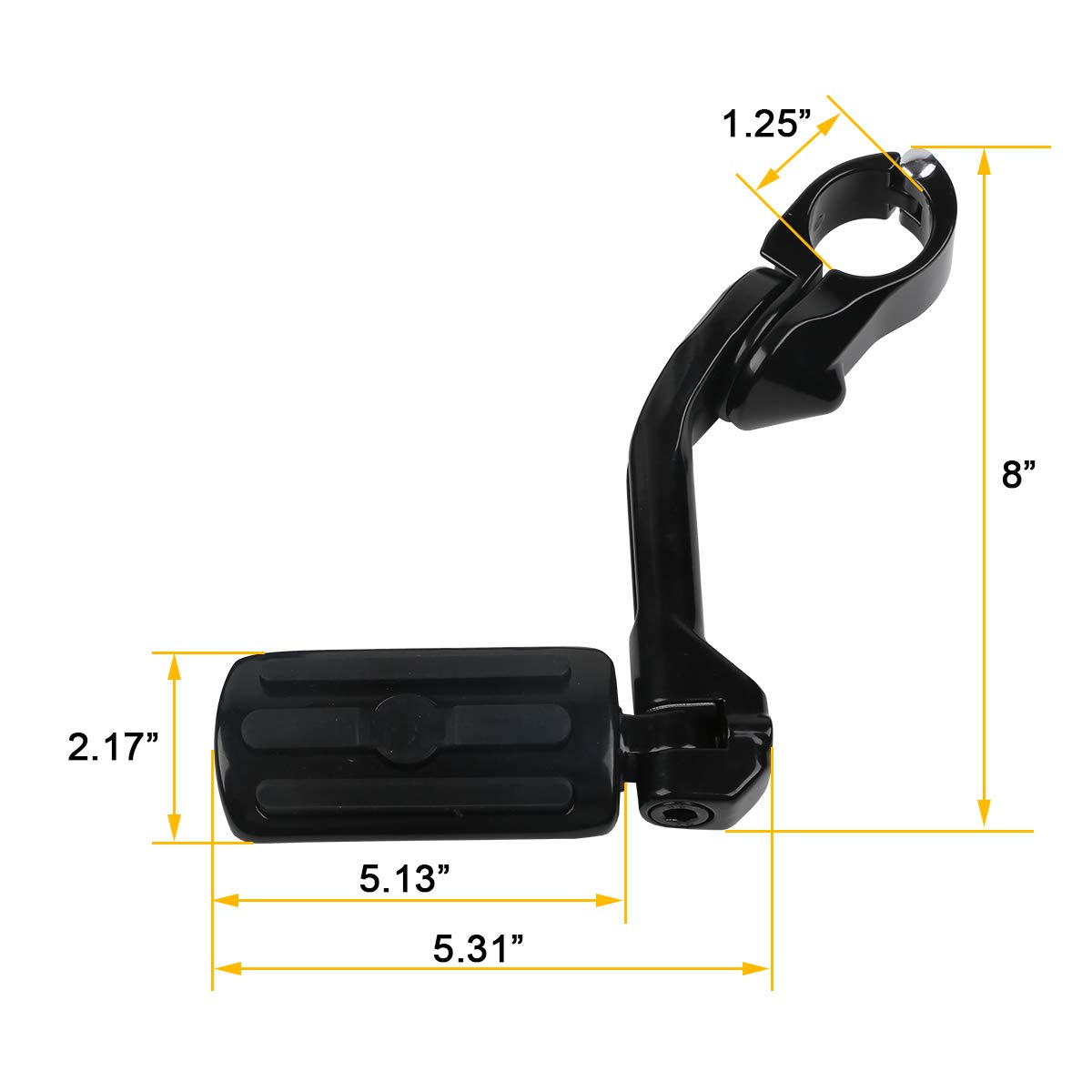 Green-L Uniwersalny motocyklowy regulowany podnóżek szosowy 1-1/4 cala z długim kątowym uchwytem montażowym pasuje do Yamaha Harley Touring Road King Street Electra Glide Ultra Sportster Softail Dyna