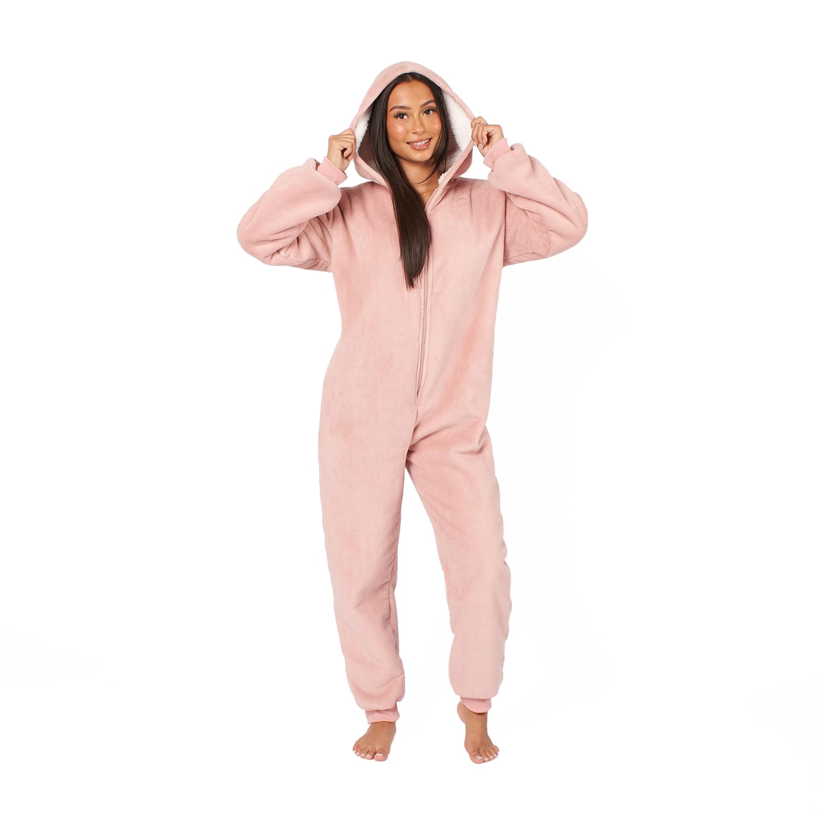 OHSFluffy Snuggle Hoodie, All In One Super Soft Womens Fleece Pyjamas Loungewear Comfy Warm Nightwear Thermal Sherpa