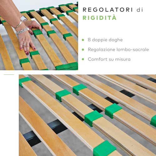 Evergreenweb Miglior Rete Letto 1 Piazza E Mezzo 120X200 Alta 35 Cm A 24 Doghe In Legno Con Regolatori Di Rigidità Ortopedica, Struttura Rinforzata In Ferro, Base Da Incasso + Kit 4 Piedi Smontabili - 4