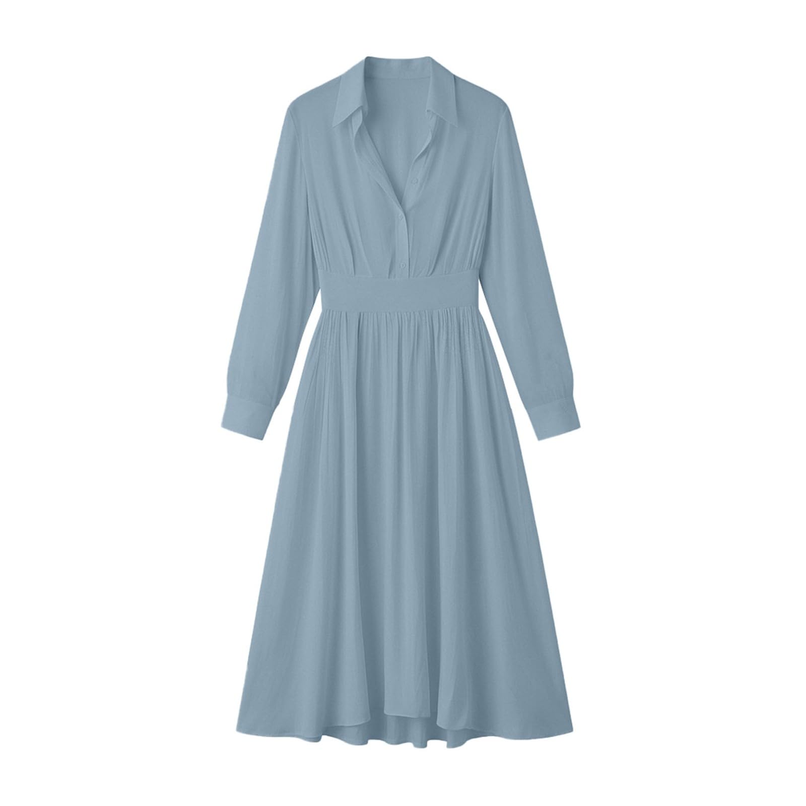 Elegante Vestido de Estilo francés Que se Ajusta a la Figura, de Estilo Veraniego, con Mangas largas y Falda drapeada de Largo Medio, Adecuado Tanto para el Trabajo como para Ocasiones Informales.