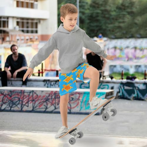 J JOYSAY Cartoon Turtle Golden Boys Athletic Shorts Kids Youth Casual Shotrs with Elastic Waistband Pockets for Soccer Basketball Sports Running Size M4