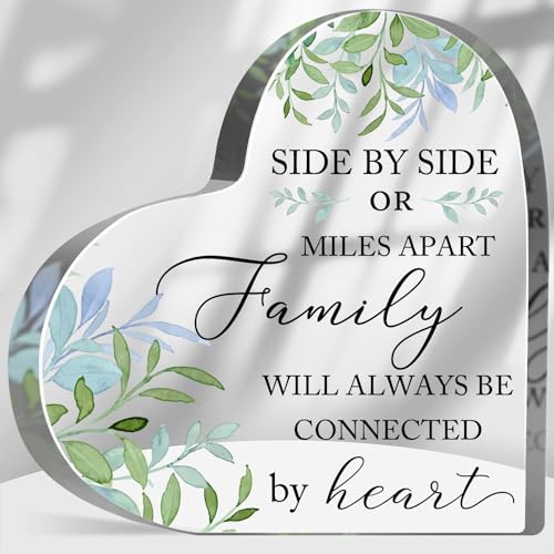 Tillfuru Gifts for Family Side by Side or Miles Apart Family Are Always Connected by Heart Acrylic Keepsake Birthday Gift for Family Best Family Gifts