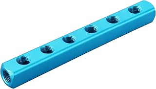 Baomain Manifold Block Pneumatic 6 Way 9 Port 1/4" PT Threaded Ports Quick Connect Air Hose Inline