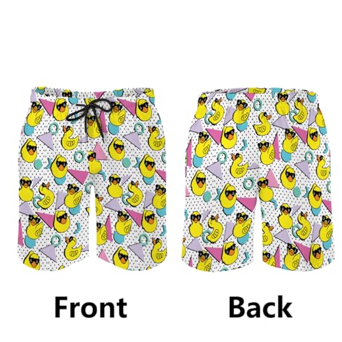 Funny Yellow Ducks Geometric Men's Swim Trunks Cool Ducks Summer Board Shorts Swim Shorts Swimwear with Pockets 6