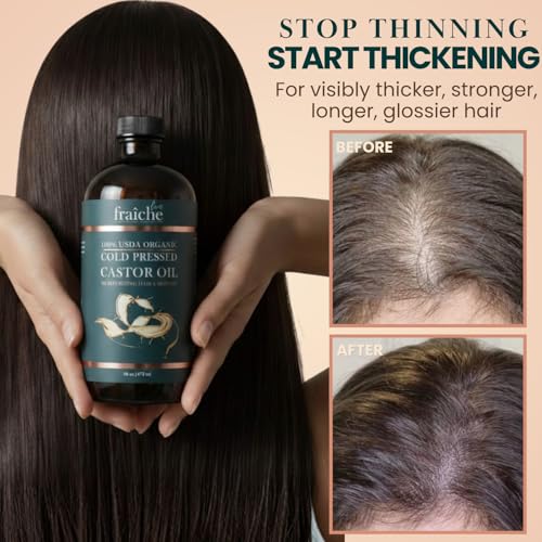 Image of Castor Oil Cold Pressed Glass Bottle - Organic Castor Oil Eyebrow Eyelash