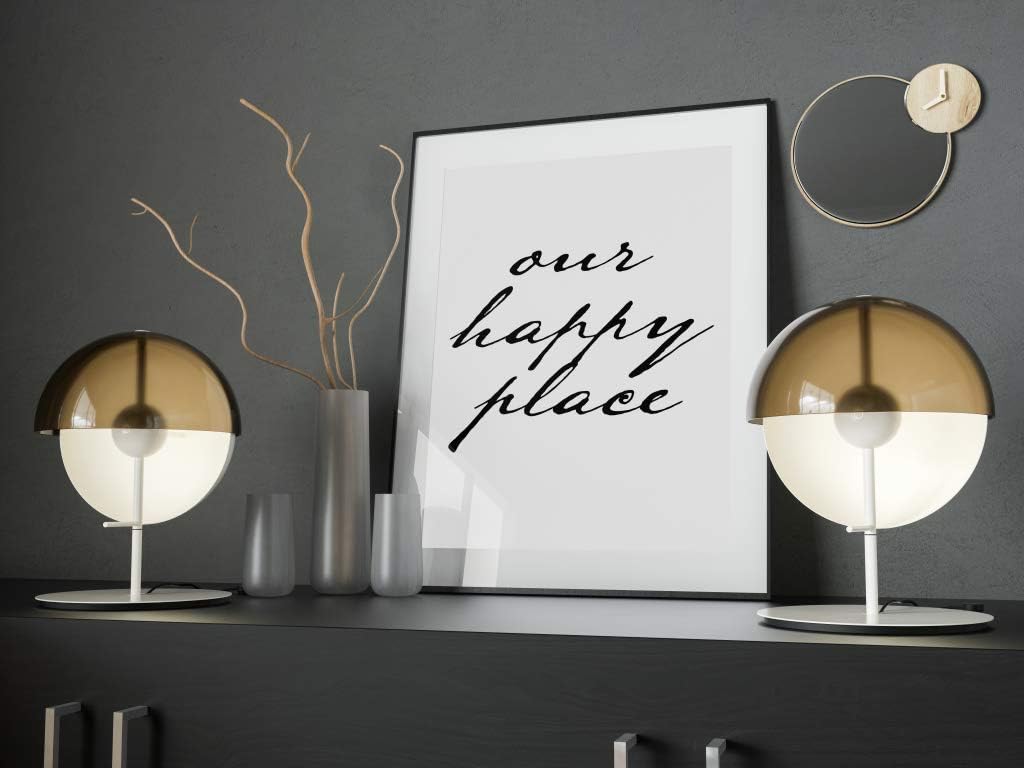 Our Happy Place Inspirational Quote Poster - Art Print - A6 to A0 Sizes - Decor Gift Wall - Christmas