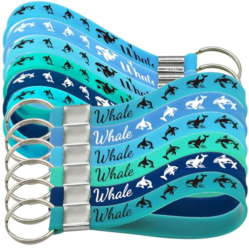 CupaPlay 24PCS Whale Rubber Keychains Party Favors - Under the Sea Ocean Killer Whale Orca Birthday Party Supplies Decorations Goodie Bag Stuffers Favor Silicone Keyrings