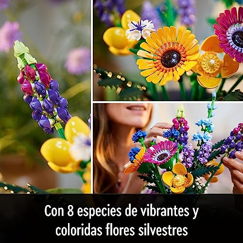 Image of LEGO Icons Wildflower Bouquet 10313 Building Set (939 Pieces), Multi Color, Icons Bouquet of Roses Building Set 10328 (822 Pieces)