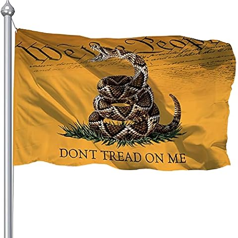 Dont Tread On Me Flag 3x5 Ft, Constitution Rattlesnake Gadsden Flags Banner With Brass Grommet, Double Printed USA US Don't Tread On Me Flag Outdoor With UV Fade Proof Cover