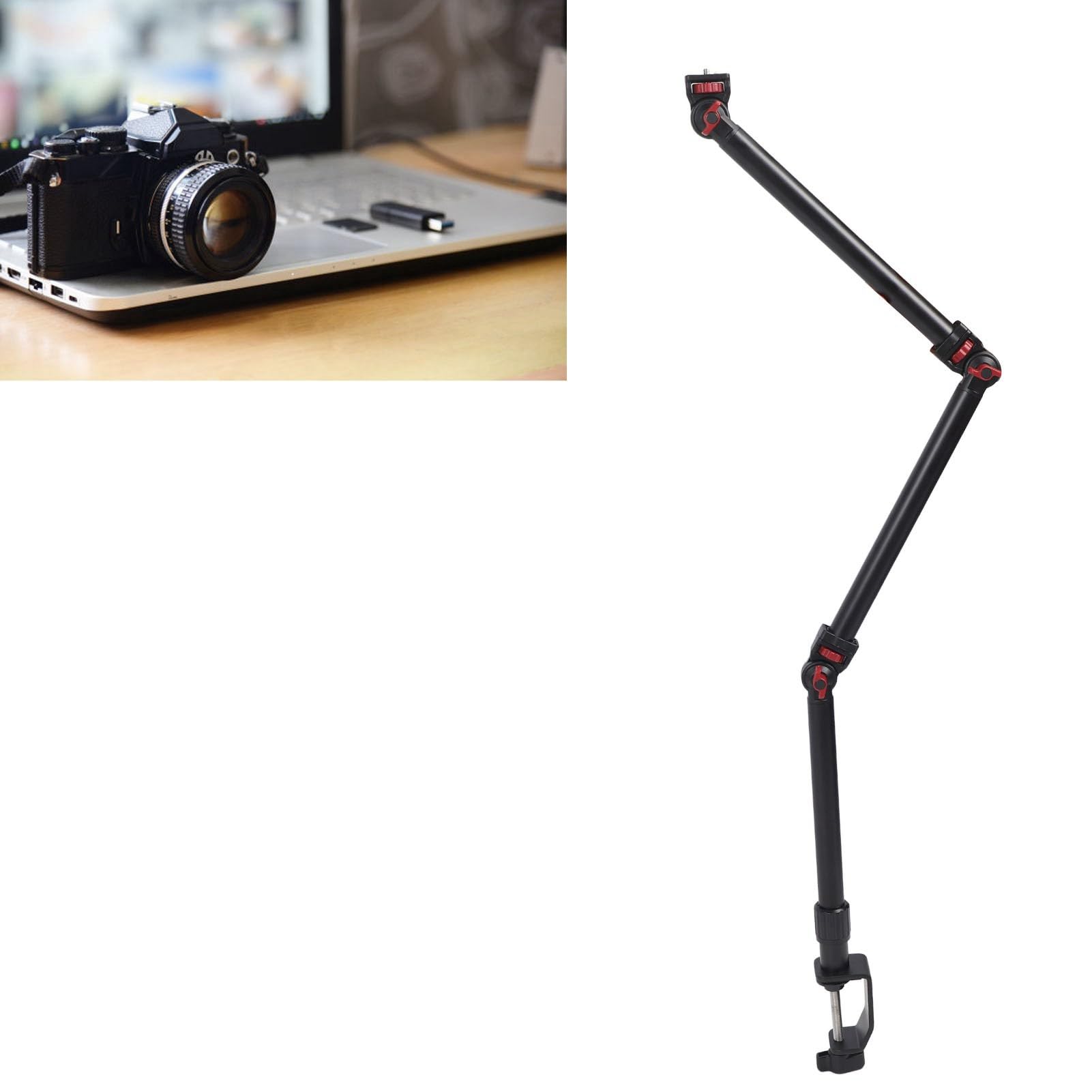Alomejor Adjustable Overhead Camera Mount, Detachable Articulating Arm | Alluminio resistente, carico massimo 7,2 libbre, adatto per DSLR, webcam